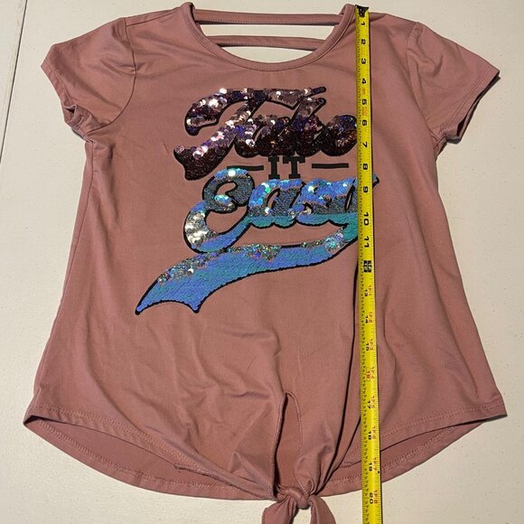 Beauttes Mauve "Take It Easy" T-shirt for girls with sparkling sequins and front - Picture 6 of 9